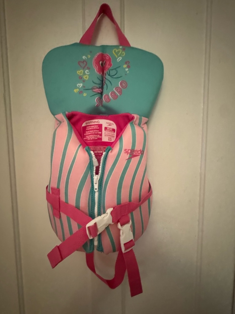 Speedo Pink and Teal Striped Infant Swim Vest